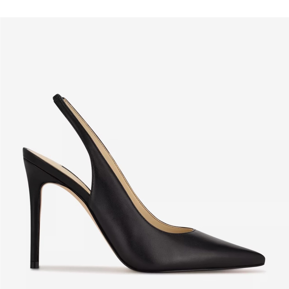 Nine West Black Leather Slingback Heels - Picture 2 of 8